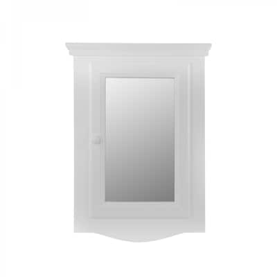 White Corner Medicine Cabinet with Mirror 27" x 20" Double Shelf Cabinet with Mounting Hardware