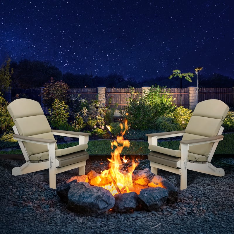 Aoodor Patio Chair Cushion Set of 2 - High-Back Adirondack Patio Cushions with Ties - N/A