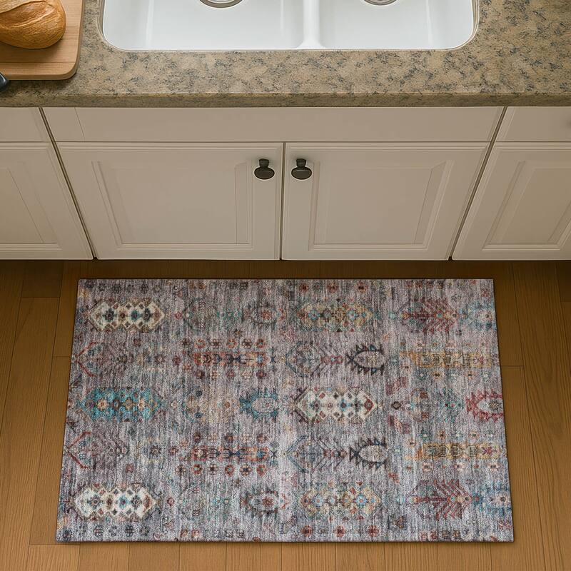 Premium Washable Super Soft Traditional Karachi Mayfield Rug - Gray - 1'8" x 2'6"