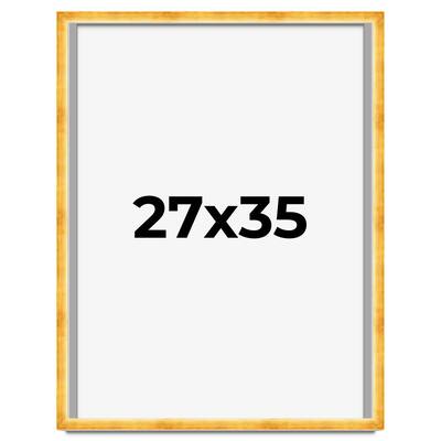 27x35 Shadow Box Frame Gold | 1.625 Inches Deep Real Wood Traditional