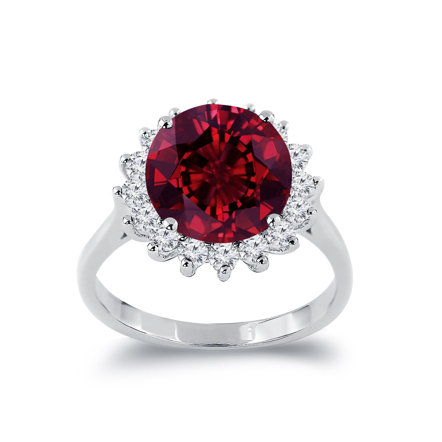 Auriya 5 3/8ct Round Red Ruby Sunburst Halo Diamond Ring 5/8ctw