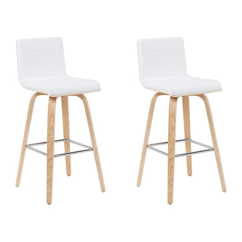 Skara Swivel Bar Stool, Upholstered Bar Height Chair with Bentwood Frame