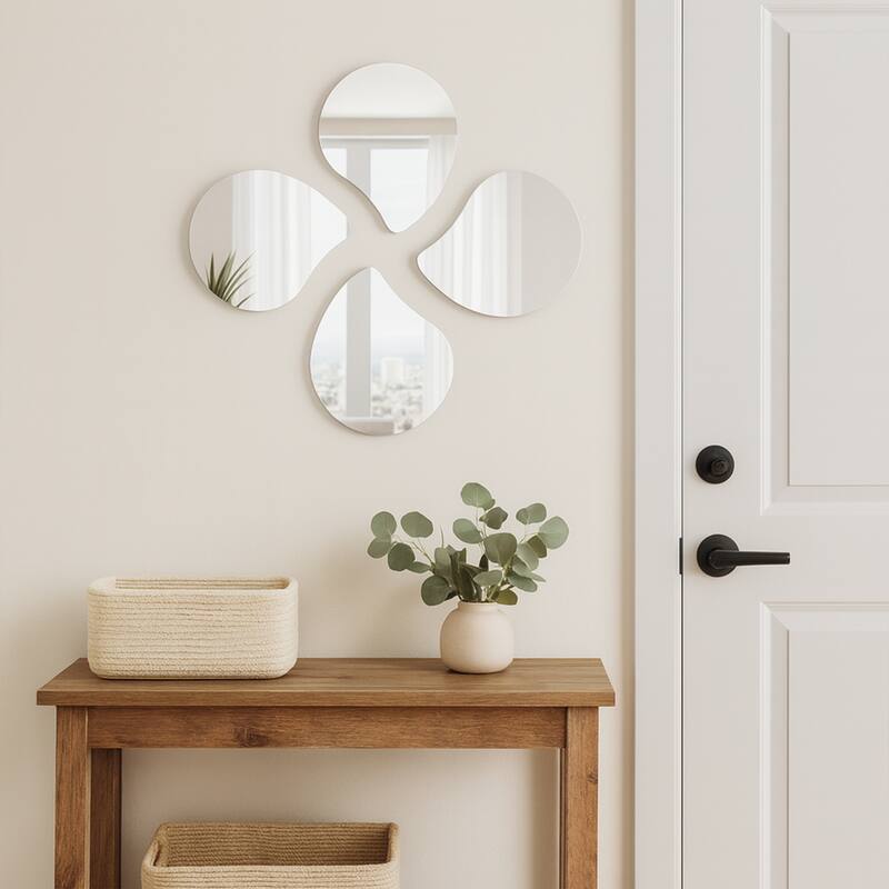 Small Decorative Wall Self Adhesive Shaped Mirrors - Set of 4