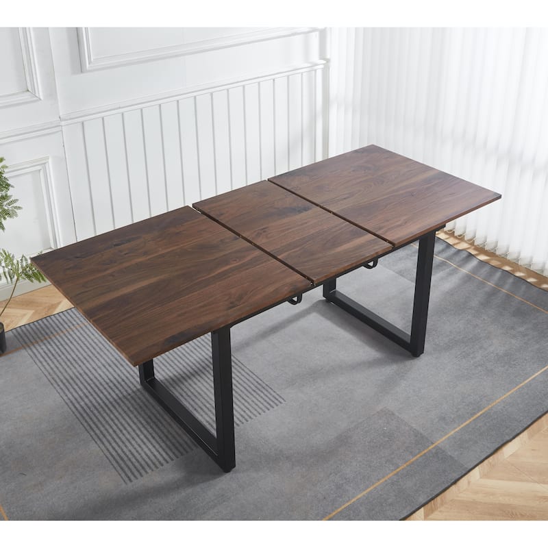 GDFStudio - Crestfield Modern Contemporary Space Saving 70.86" Metal Frame Extendable Dining Table with Telescoping Top