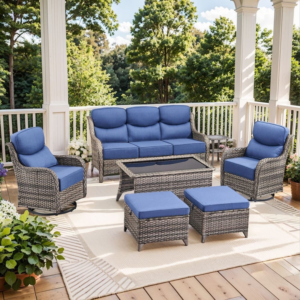 Pocassy Outdoor Sofa Patio Swivel Chairs Sets