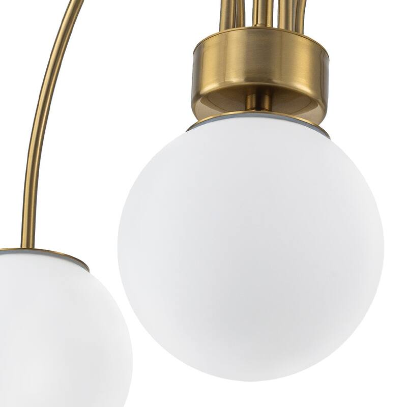 Modern 5-Light Curved Arm Opal Glass Globe Sputnik Chandelier 30in