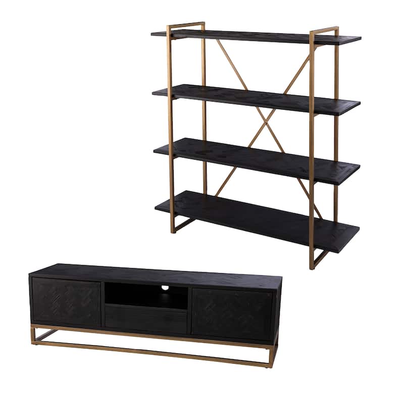 SEI Furniture Delgany Contemporary Black Media TV Stand for TV's up to 63"