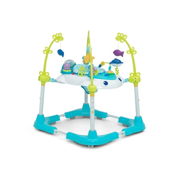 slide 2 of 10, Deluxe Bounceroo Learn2Walk Balancer Baby Walker Blue/Green