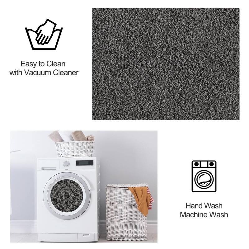 Area Rugs, Dark Grey Super Soft Comfy Thickened Memory-Foam Indoor Carpets