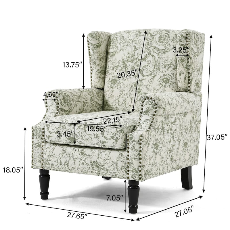 Patterned Upholstered Accent Chair for Living Room