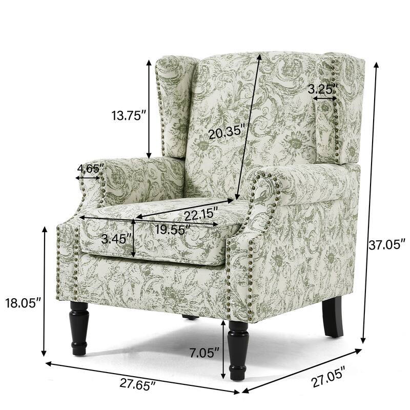 Set of 2 Patterned Upholstered Accent Chair for Living Room