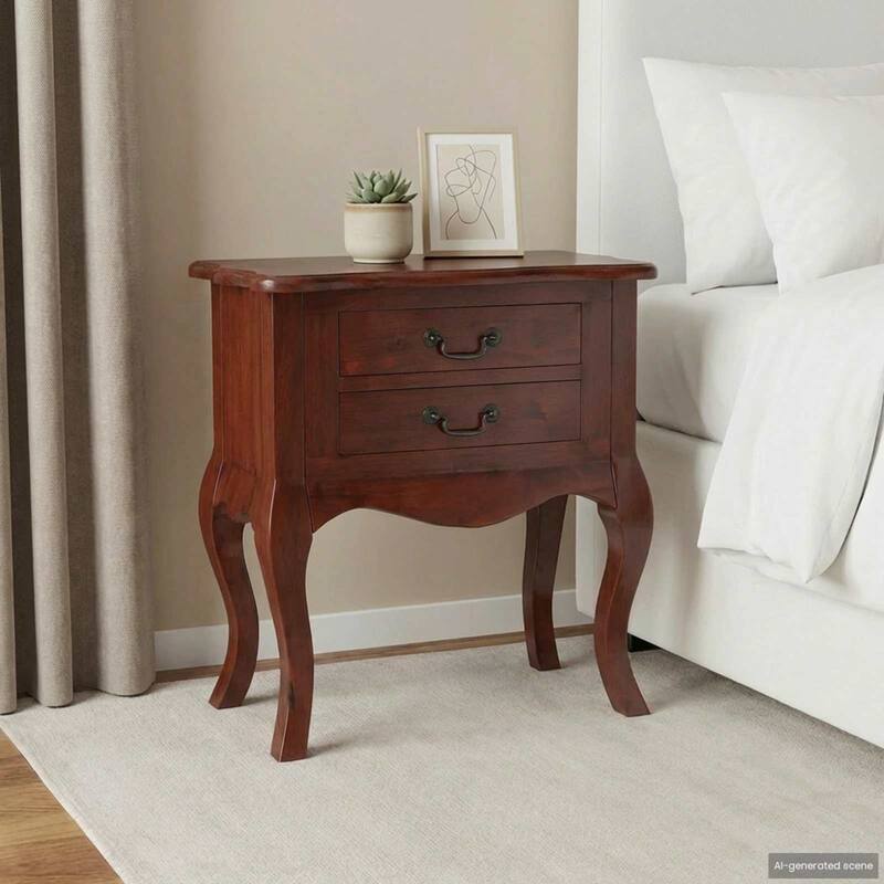vidaXL Side Table Brown 23.82 x 11.81 x 24.02 in Solid Mahogany Wood - 23.82 x 11.81 x 24.02 in