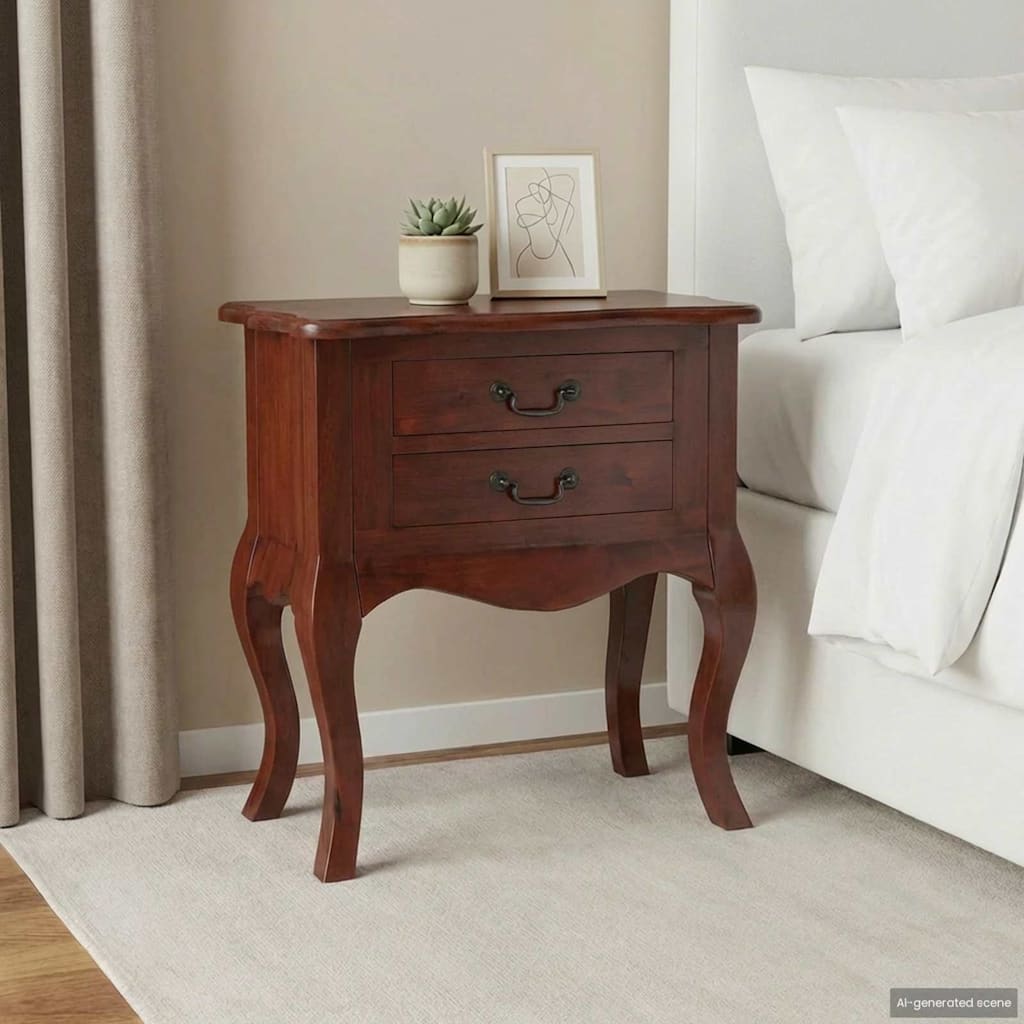vidaXL Side Table Brown 23.82 x 11.81 x 24.02 in Solid Mahogany Wood - 23.82 x 11.81 x 24.02 in