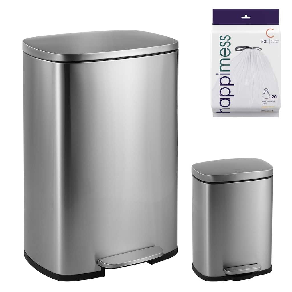 happimess 13-Gallon Trash Can with Soft-Close Lid and FREE Mini Trash Can