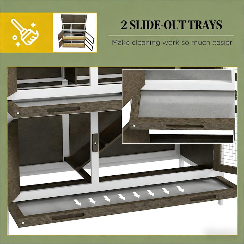 Pet House,Wooden Small Animal Cage is designed for convenient cleaning - Brown