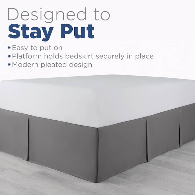 Martex Solid Tailored Pleated Lightweight 21-inch Drop Bed Skirt
