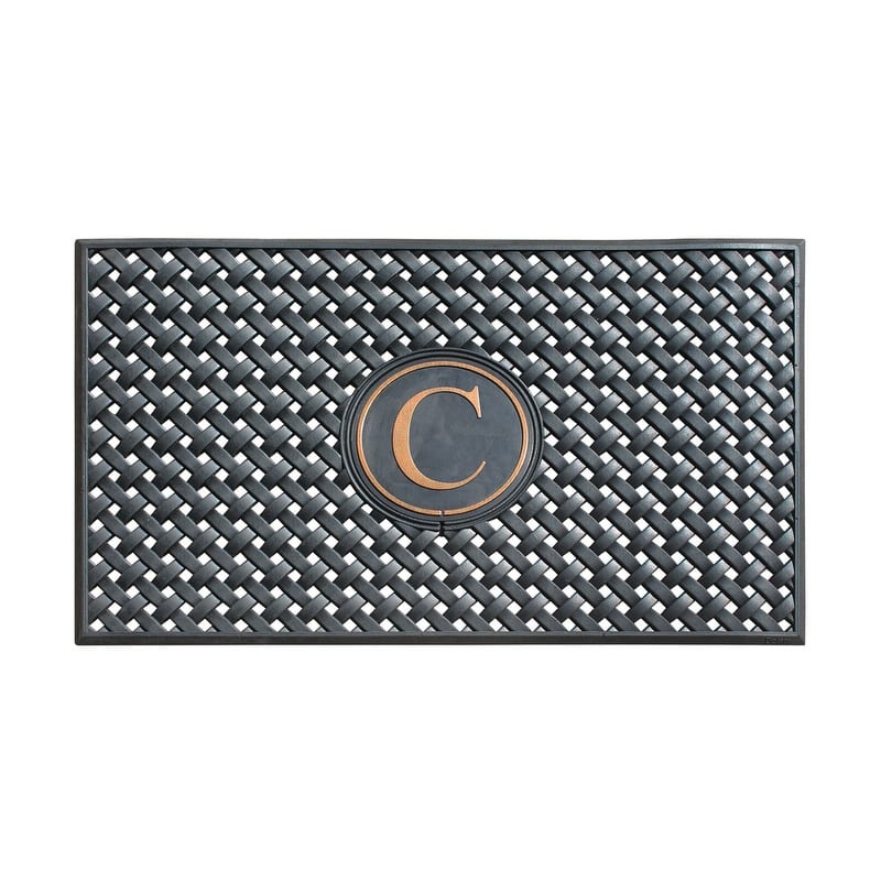 A1HC 100% Pure Rubber Monogrammed Front Door Mat 24" x39" Indoor Outdoor Doormat - C