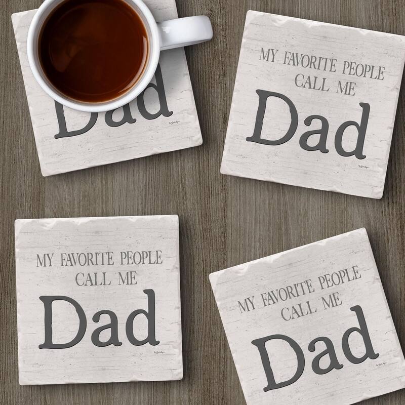 Dad Favorite 4-Pack Tumbled Tile Stone Coasters with Protective Cork Backing Manufactured in The USA