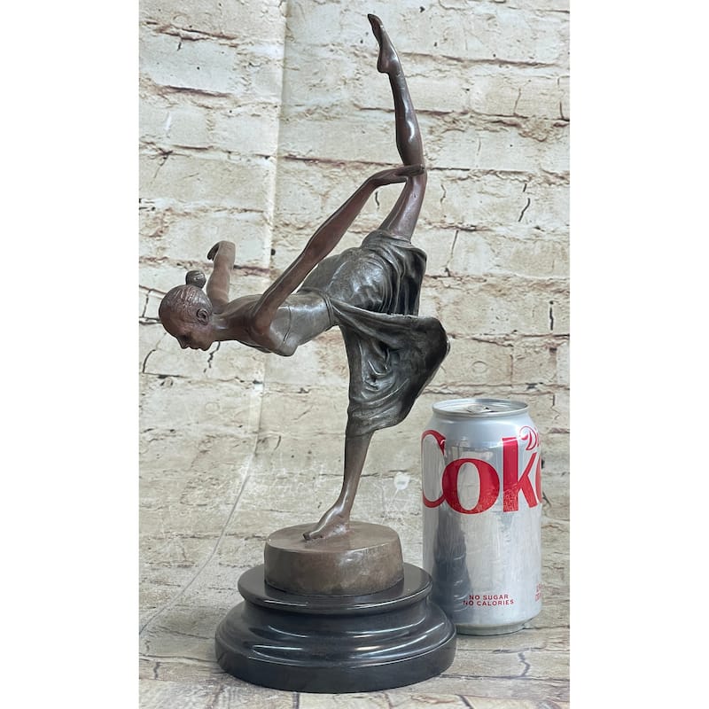 Hot Cast Bronze Ballerina Dancer Girl Sculpture By Aldo Vitaleh On Marble Base