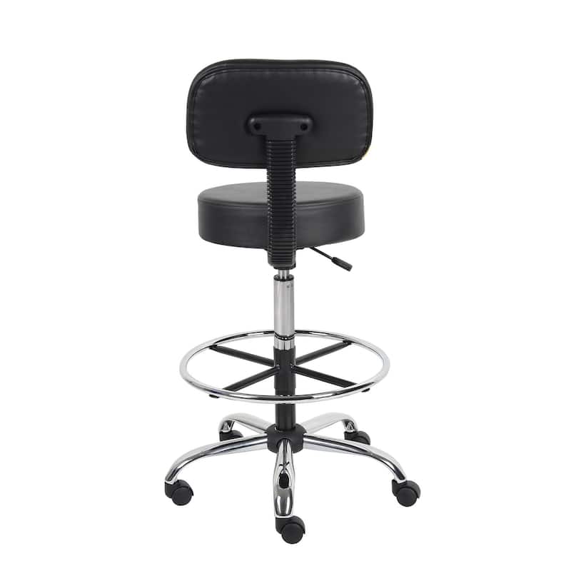 Boss Be Well Antimicrobial Adjustable Drafting Stool with Back