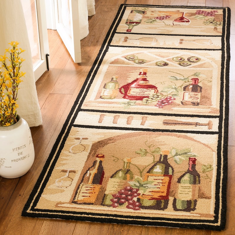 SAFAVIEH Handmade Chelsea Ardie French Country Wool Rug - 2'6" x 12' Runner - Gold/Multi