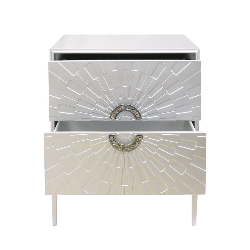 Pasargad Home Pearl Wood Nightstand with Metal Frame