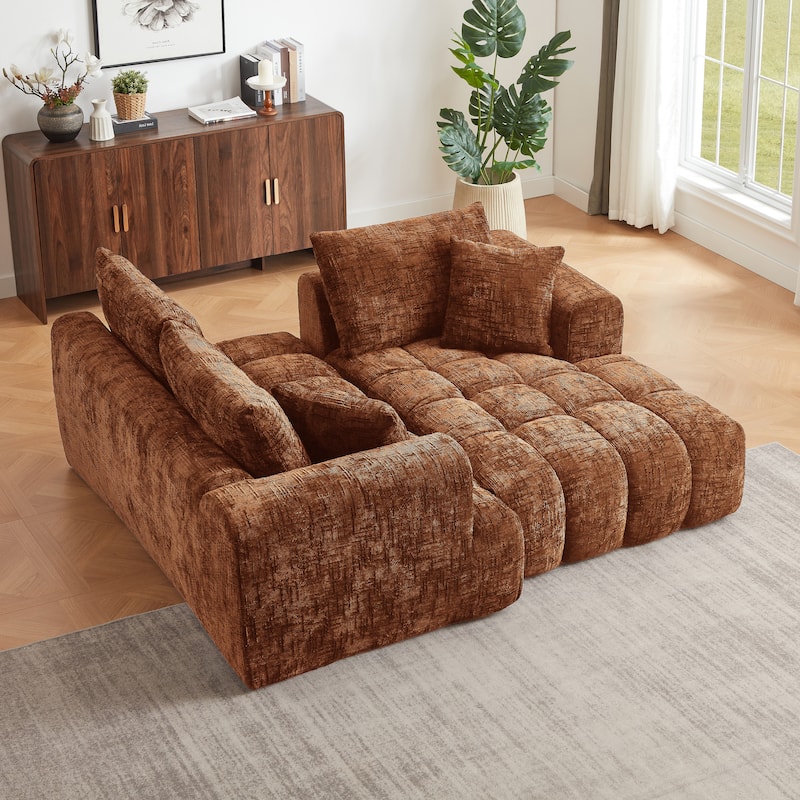 Roomfitters Oversized Chenille Sectional Sofa, Modern L-Shaped Cloud Couch with Right Chaise and Deep Seats