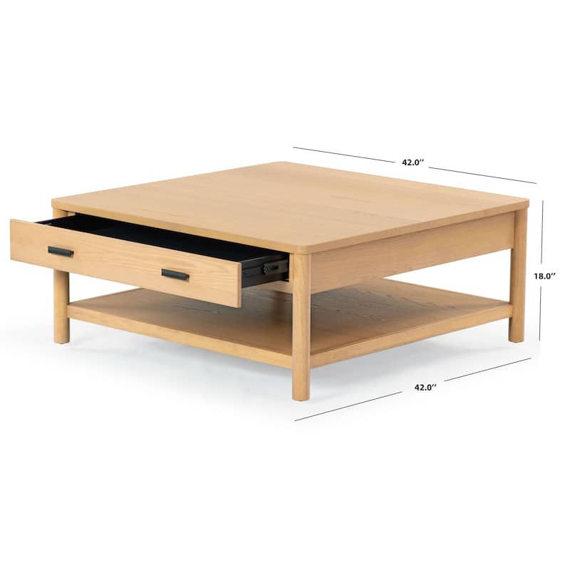 SAFAVIEH Couture Jaylessa Wood 1 Drawer Coffee Table - 42"W x 42"D x 18"H