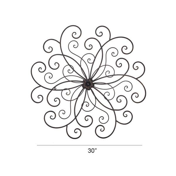 Shop Benzara Metal Flower Wall Decor With Scroll Design Bronze