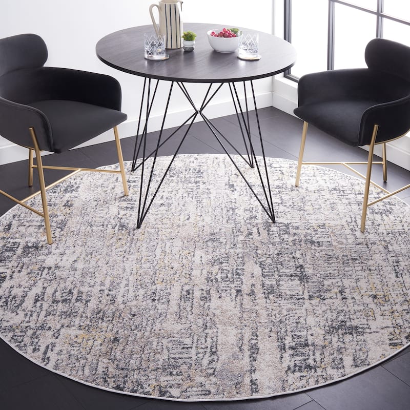 SAFAVIEH Toscana Itziar Abstract Rug - 6'7" Round - Ivory/Grey