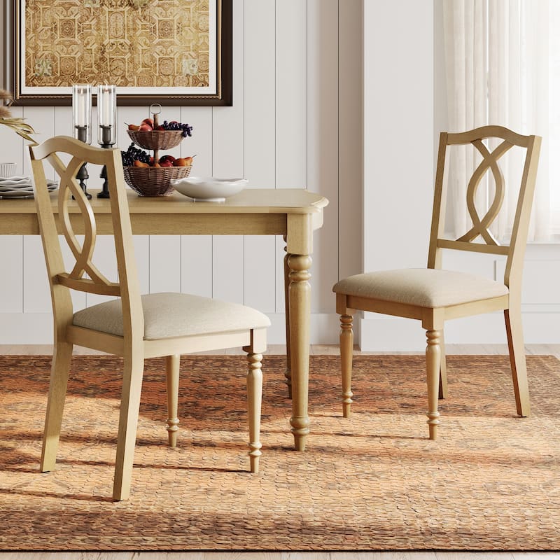 Wood Dining Chair with Cross-Back & Rubber Wood Gourd-Shaped Leg, Oak