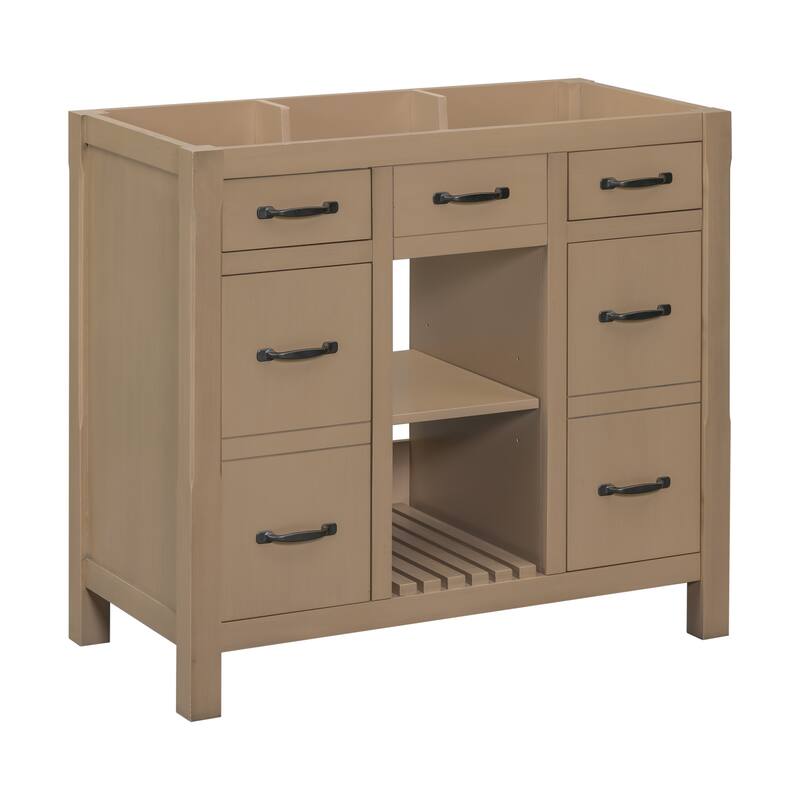 36" Solid Wood Frame Bathroom Cabinet
