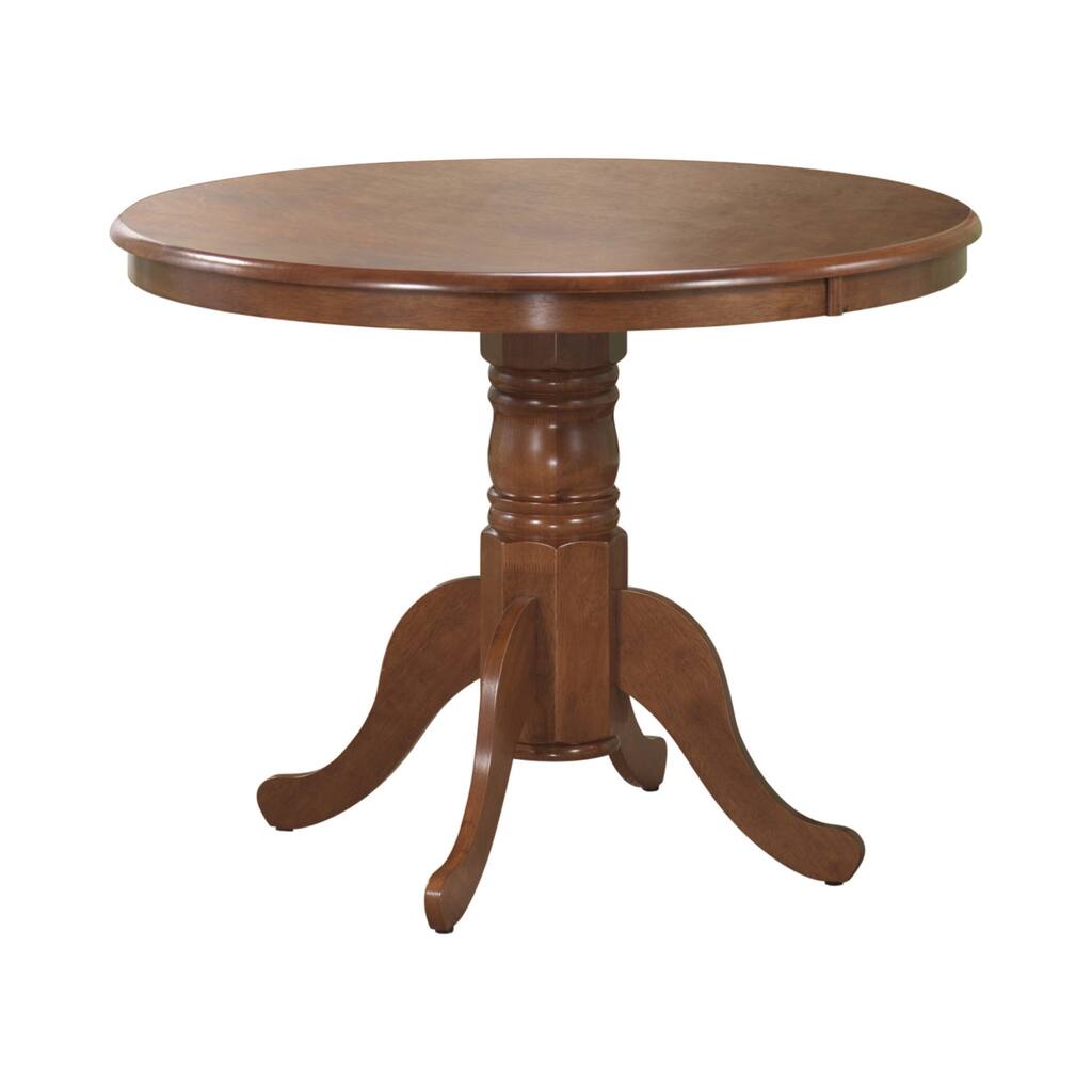 Round Shape Wooden Dining Table with Pedestal Base, Light Brown