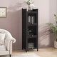 preview thumbnail 12 of 17, Modern Three-tier Glass Door Cabinet Black