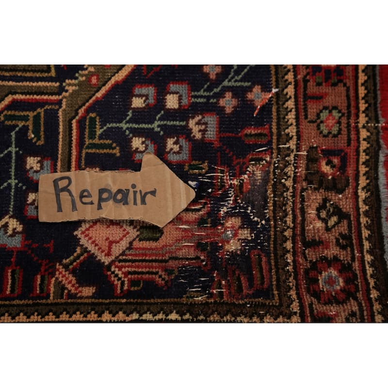 Red Medallion Tabriz Persian Vintage Area Rug Handmade Wool Carpet - 9'10" x 13'4"
