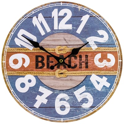 12" Battery Operated "Beach" Round Wall Clock
