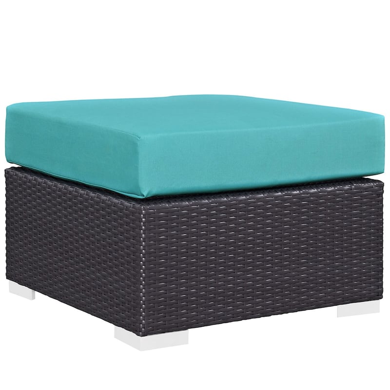 Sadie Upholstered Outdoor Patio Ottoman by Havenside Home - Blue