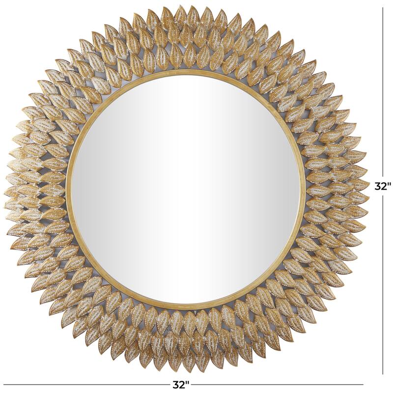 Metal Leaf Radial Room Wall Mirror - Gold - Roche River Decor