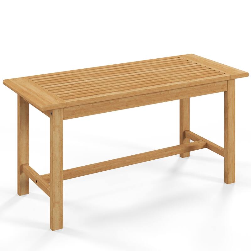 Gymax 36''Patio Coffee Table Solid Wood Coffee Table w/ Slatted