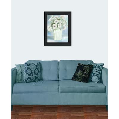 TrendyDecor4U Farmhouse "WHITE BLOOMS II" Framed Print Wall Art