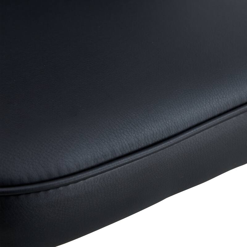 Modern Black PU Chair Set - 2 Pieces, The backrest has a vertical and smooth line design.Black Metal Leg