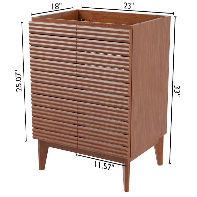 Javer Thin Linear Slat Modern Farmhouse 2-Shelf Bath Vanity Cabinet Only (Sink Basin not Included), by JONATHAN Y