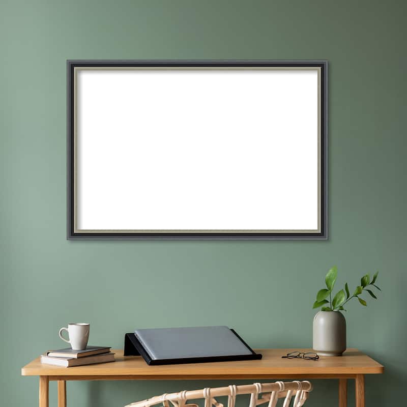 Amanti Art Theo Black Silver Framed Dry Erase Magnetic Board