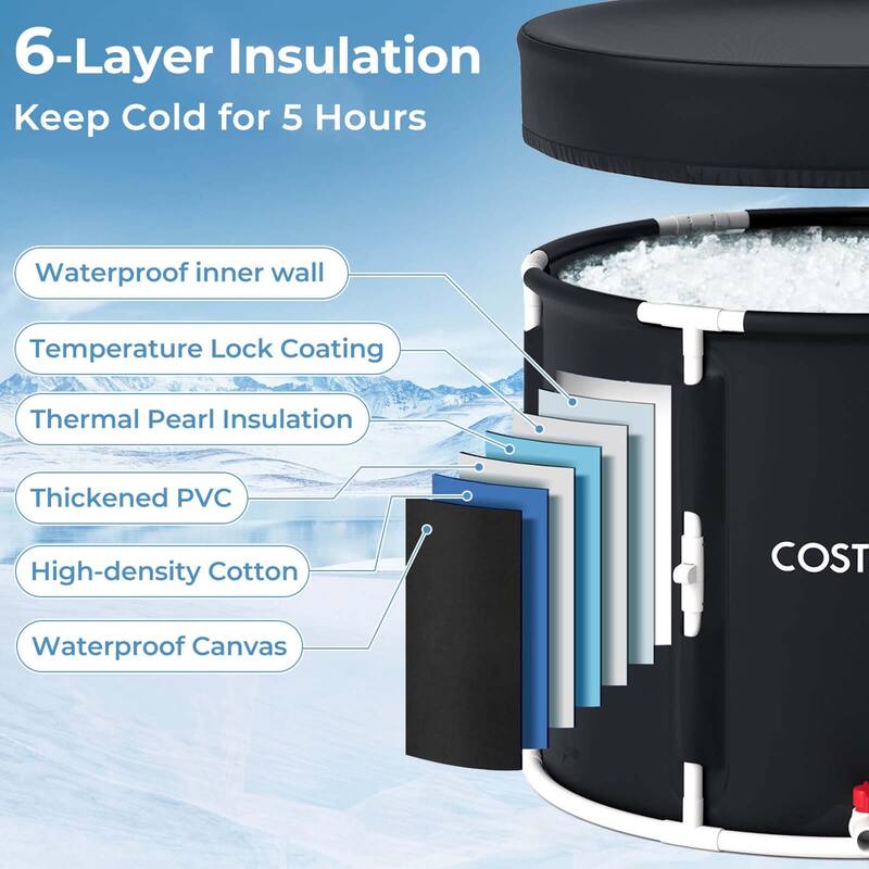 Costway Foldable Ice Bath Tub with Plunge Pool for Recovery Cold Water - See Details