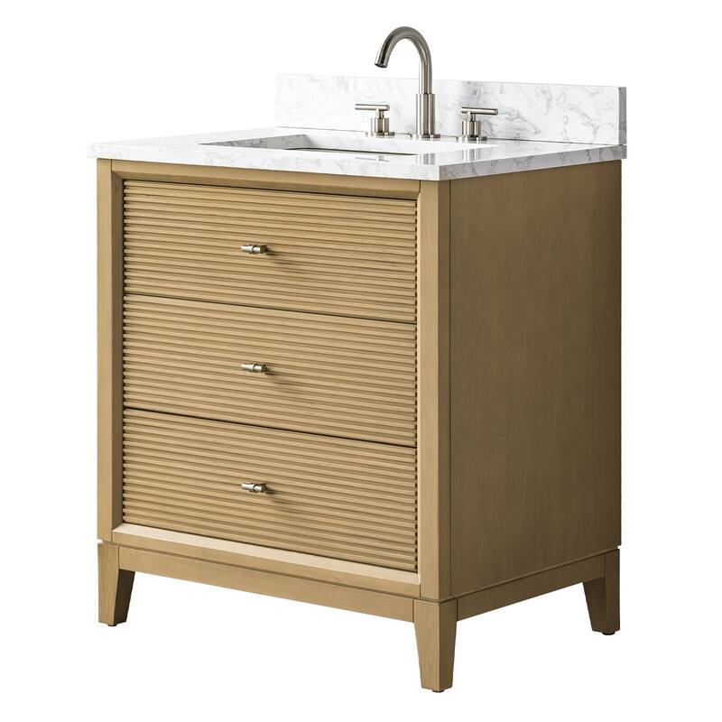 Vanity Art 30" Freestanding Bathroom Vanity with Engineered Marble Top and Sink