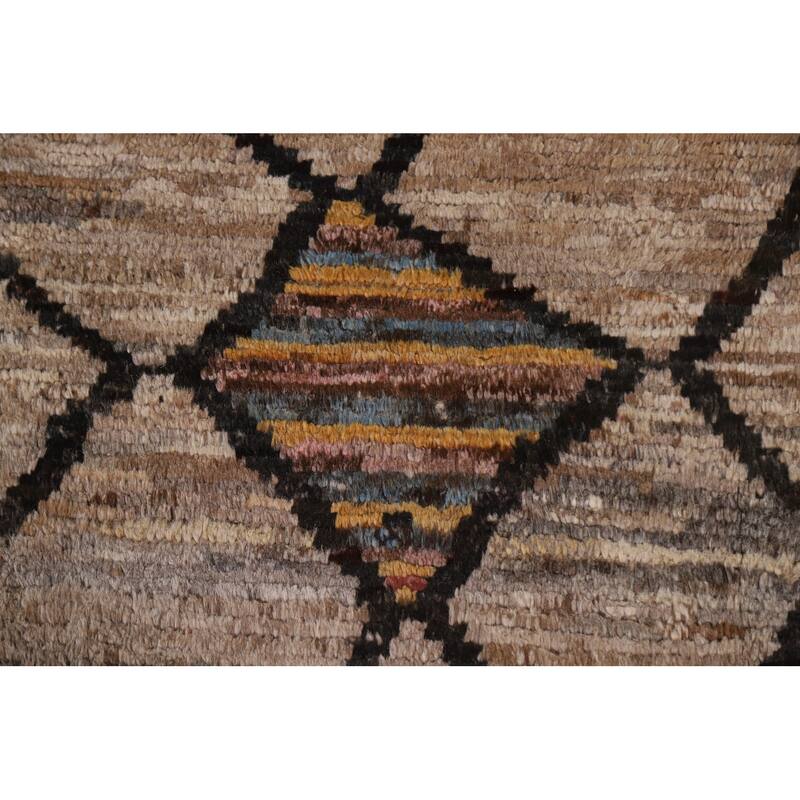 Modern Moroccan Wool Area Rug Hand-knotted Living Room Carpet - 6'8" x 9'11"