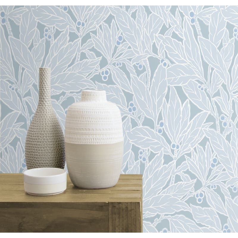 Seabrook Designs Leaf and Berry Nonwoven Unpasted Wallpaper