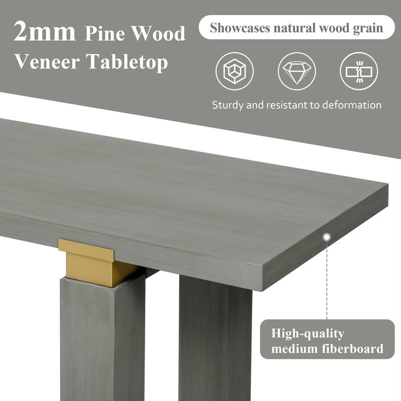 62.9" Vintage Entryway Table with Natural Grain Living Room