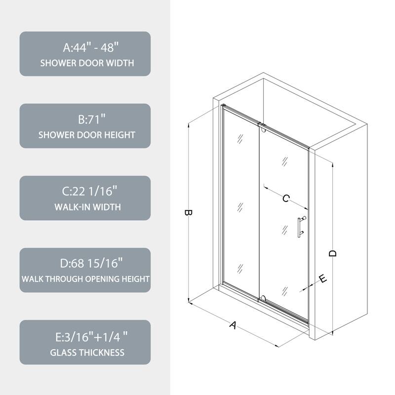 Pivot Frame Sliding Shower Door with 6mm Tempered Glass