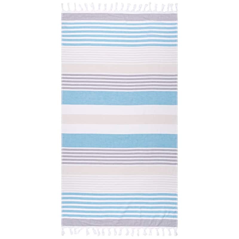 Superior Roxy Stripe Fouta Beach Towel with Tassels - 35" x 68"